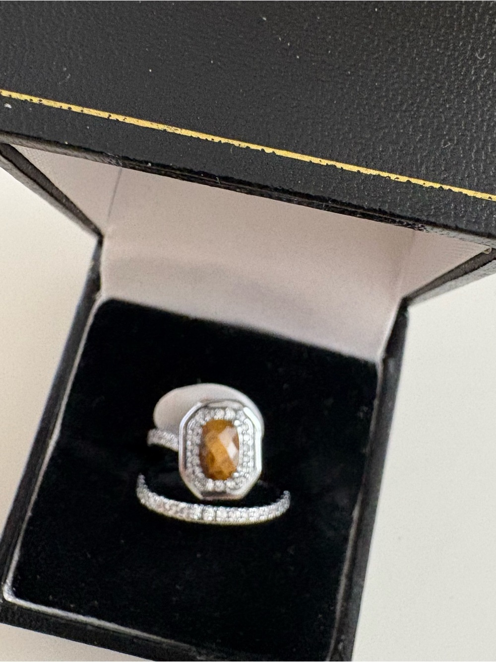 Bomb Party Legacy & Lace Ring RG28291 Genuine Tigers Eye Hematite Plating